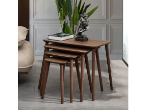Luci" 4-delige houten nesttafel 70 x 40 x 55 cm - Notenhout 2