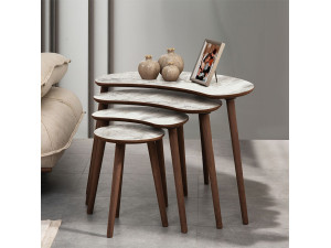 Moon" houten nesttafel (4 stuks) 40 x 75 x 55 cm - Wit 2