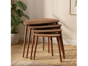 Nora" 4-delige houten nesttafel 68 x 45 x 55 cm - Notelaar 2