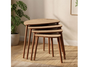 Nora" 4-delige houten nesttafel 68 x 45 x 55 cm - Eik 2