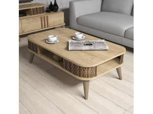 Houten salontafel "Eylul" - 105 x 60 x 34 cm - Bruin 2