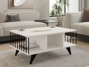 Houten salontafel "Bert" - 90 x 60 x 40 cm - Wit 2