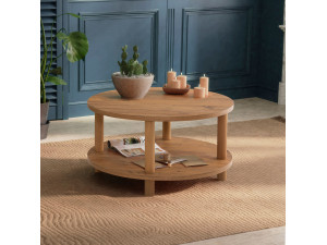 Roby" ronde houten salontafel - 70 x 70 x 43 cm - Bruin 2