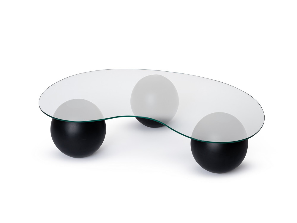 Sphere" glazen salontafel - 120 x 70 x 30 cm - Zwart
