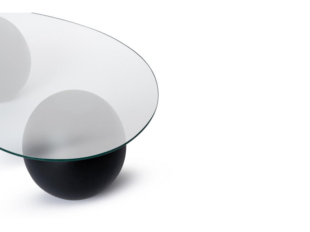 Sphere" glazen salontafel - 120 x 70 x 30 cm - Zwart