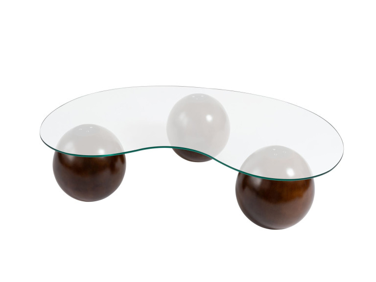 Sphere" glazen salontafel - 120 x 70 x 30 cm - Bruin