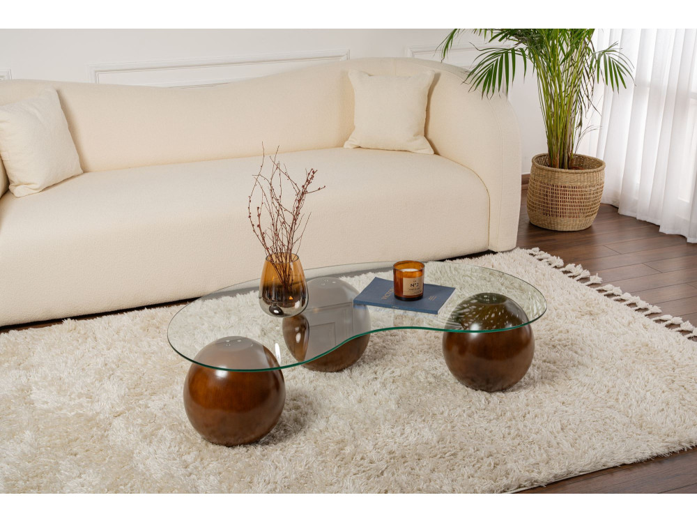 Sphere" glazen salontafel - 120 x 70 x 30 cm - Bruin