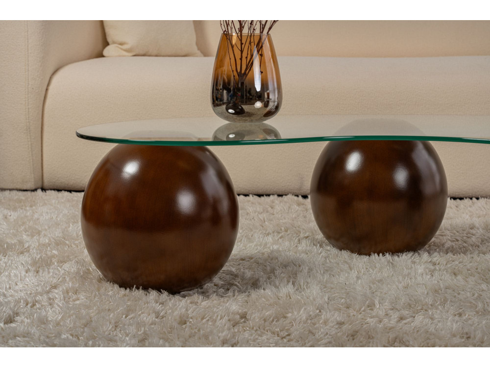 Sphere" glazen salontafel - 120 x 70 x 30 cm - Bruin
