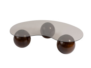 Sphere" glazen salontafel - 120 x 70 x 30 cm - Bruin