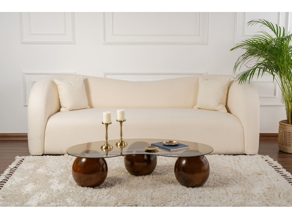 Sphere" glazen salontafel - 120 x 70 x 30 cm - Bruin