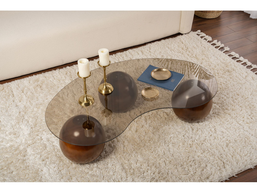 Sphere" glazen salontafel - 120 x 70 x 30 cm - Bruin
