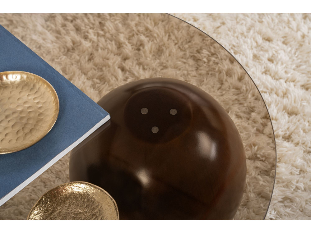 Sphere" glazen salontafel - 120 x 70 x 30 cm - Bruin