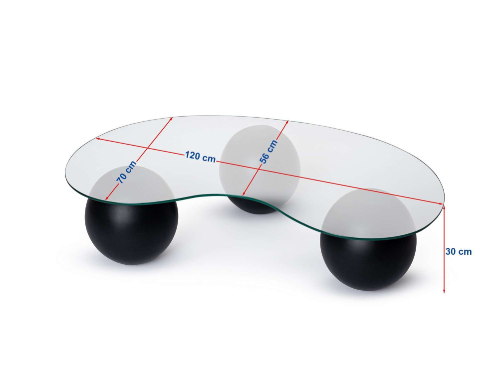 Sphere" glazen salontafel - 120 x 70 x 30 cm - Bruin