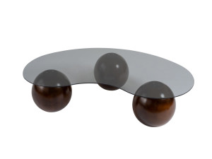 Sphere" glazen salontafel - 120 x 70 x 30 cm - Bruin