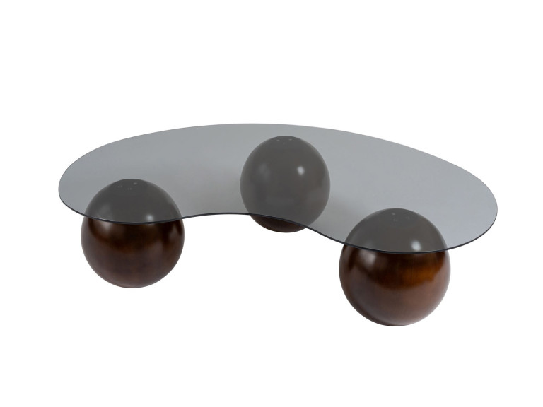Sphere" glazen salontafel - 120 x 70 x 30 cm - Bruin