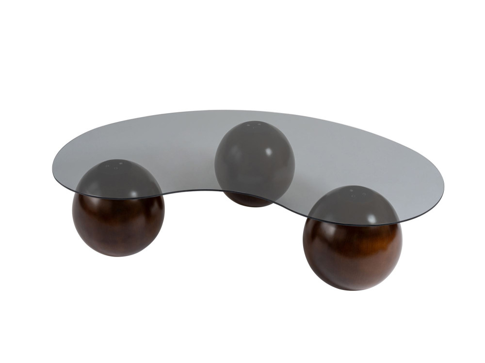 Sphere" glazen salontafel - 120 x 70 x 30 cm - Bruin