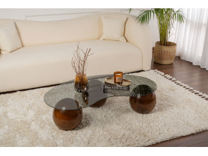 Sphere" glazen salontafel - 120 x 70 x 30 cm - Bruin 2