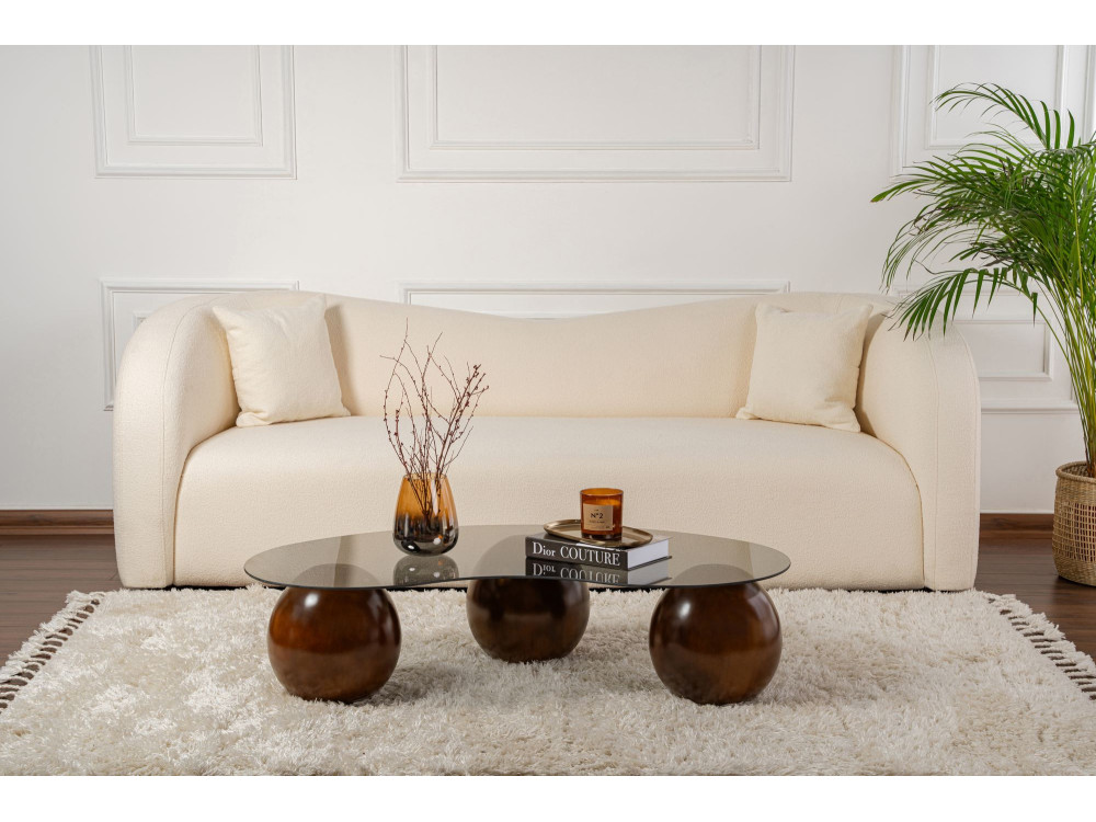 Sphere" glazen salontafel - 120 x 70 x 30 cm - Bruin