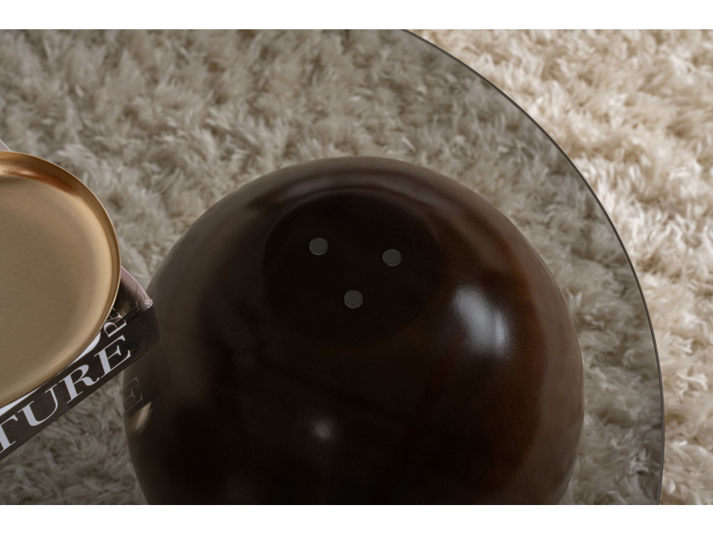 Sphere" glazen salontafel - 120 x 70 x 30 cm - Bruin
