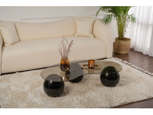 Sphere" glazen salontafel - 120 x 70 x 30 cm - Zwart 2