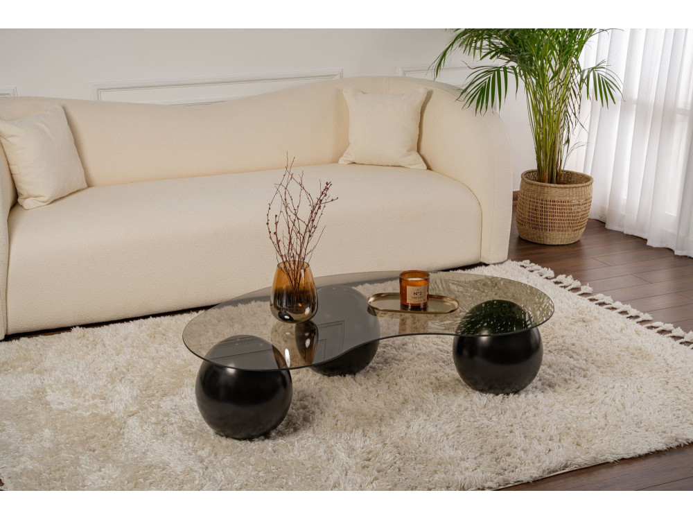 Sphere" glazen salontafel - 120 x 70 x 30 cm - Zwart
