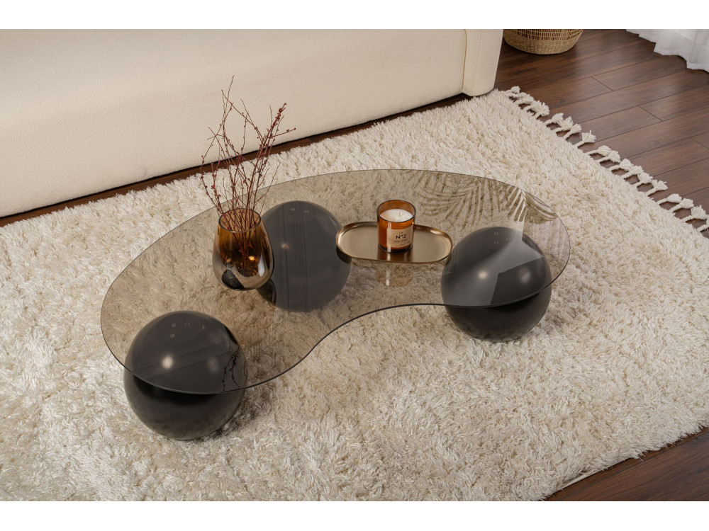 Sphere" glazen salontafel - 120 x 70 x 30 cm - Zwart