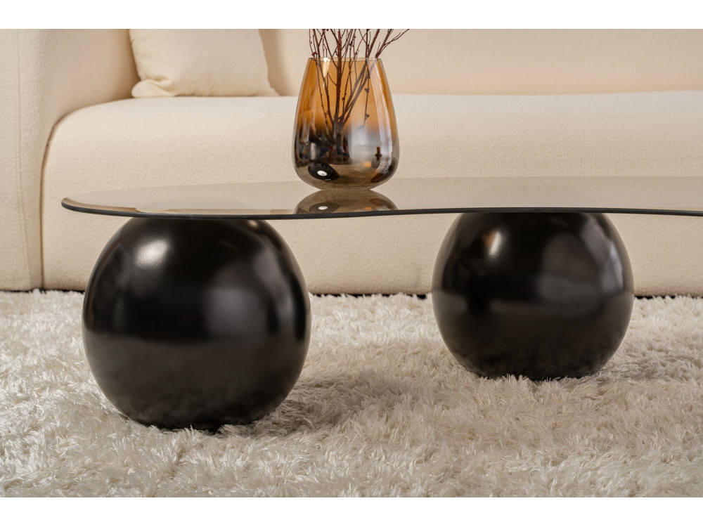 Sphere" glazen salontafel - 120 x 70 x 30 cm - Zwart