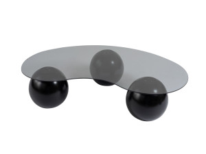 Sphere" glazen salontafel - 120 x 70 x 30 cm - Zwart