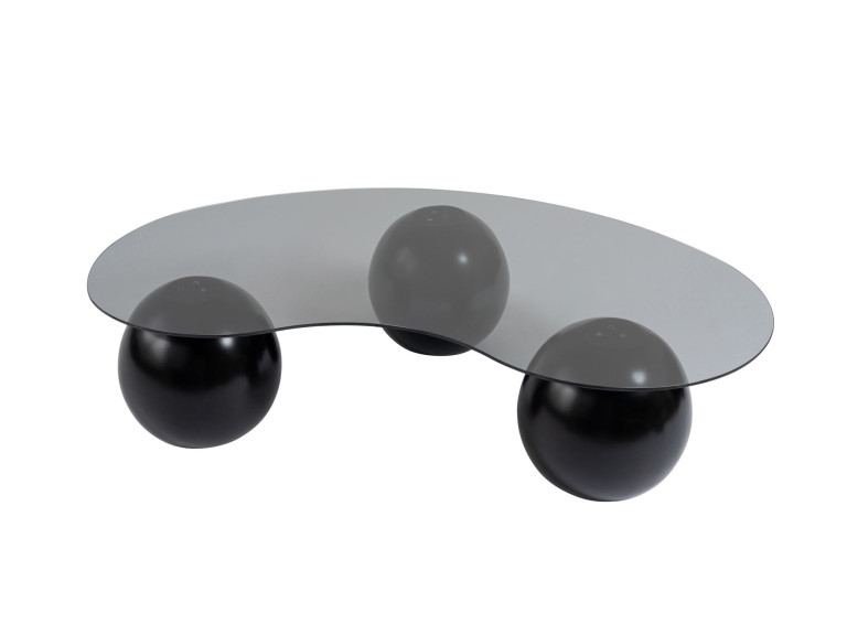 Sphere" glazen salontafel - 120 x 70 x 30 cm - Zwart