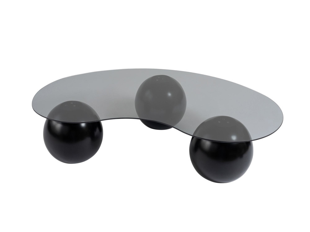 Sphere" glazen salontafel - 120 x 70 x 30 cm - Zwart