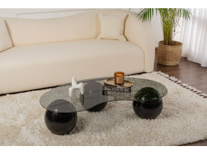 Sphere" glazen salontafel - 120 x 70 x 30 cm - Zwart 2