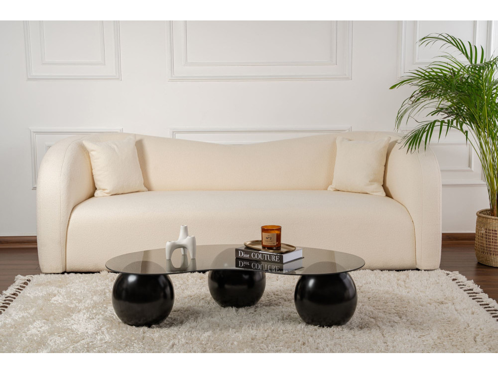 Sphere" glazen salontafel - 120 x 70 x 30 cm - Zwart