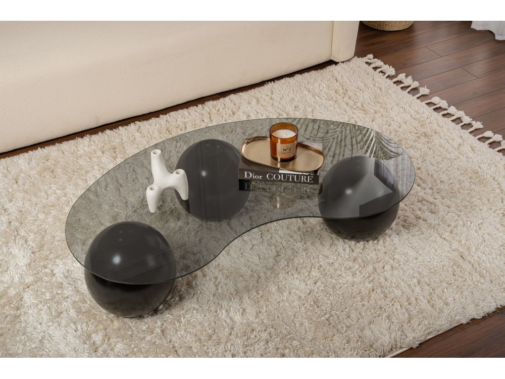 Sphere" glazen salontafel - 120 x 70 x 30 cm - Zwart