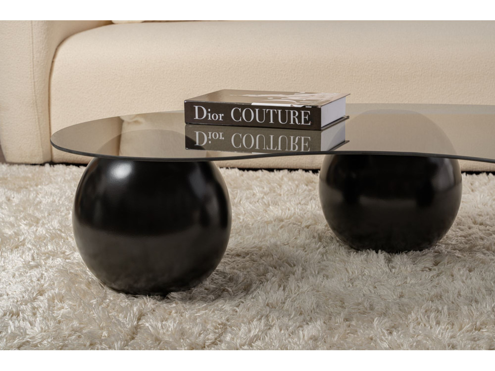 Sphere" glazen salontafel - 120 x 70 x 30 cm - Zwart