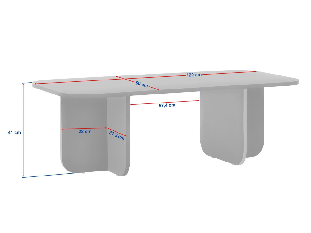 Houten salontafel "Akira" - 120 x 60 x 41 cm - Travertin