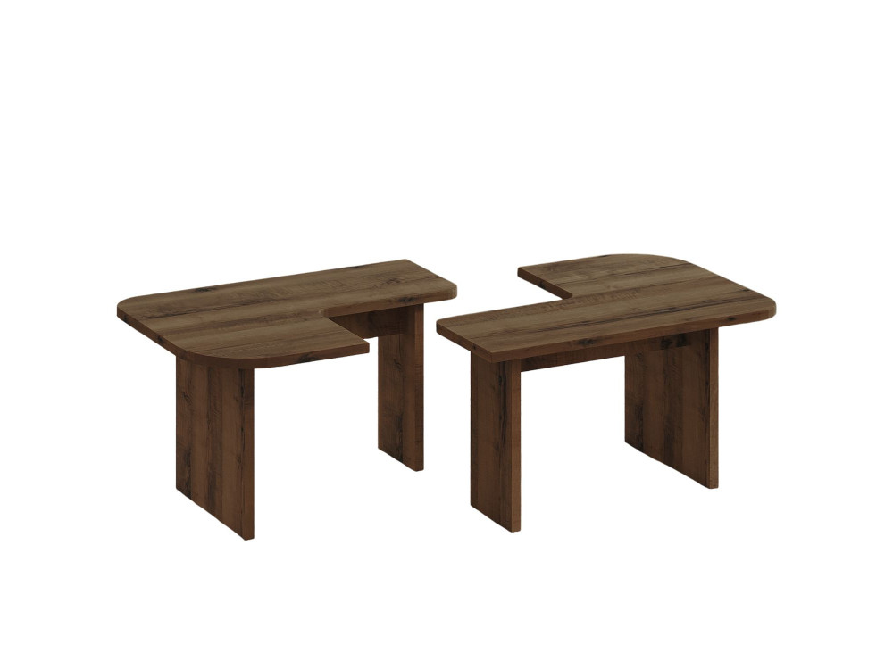 Iris" houten salontafel set - 90 x 45 x 35 cm - Bruin