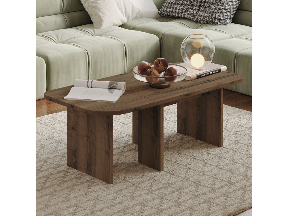Iris" houten salontafel set - 90 x 45 x 35 cm - Bruin