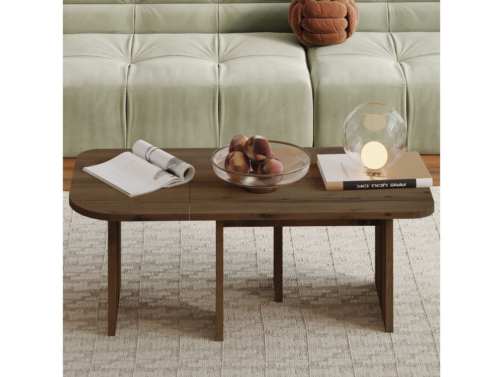 Iris" houten salontafel set - 90 x 45 x 35 cm - Bruin