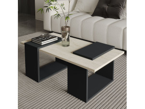 Houten salontafel "Matris" - 90 x 46 x 37 cm - Antracietgrijs 2