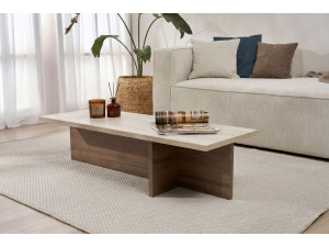 Harbor" houten salontafel - 120 x 45 x 30 cm - Travertin 2