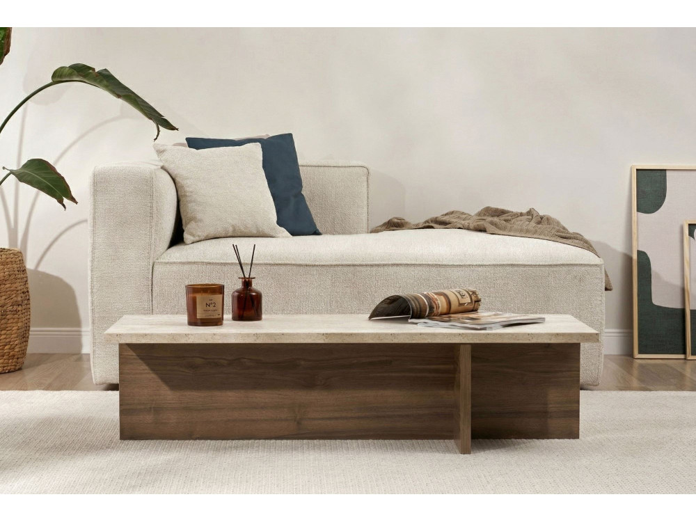 Harbor" houten salontafel - 120 x 45 x 30 cm - Travertin