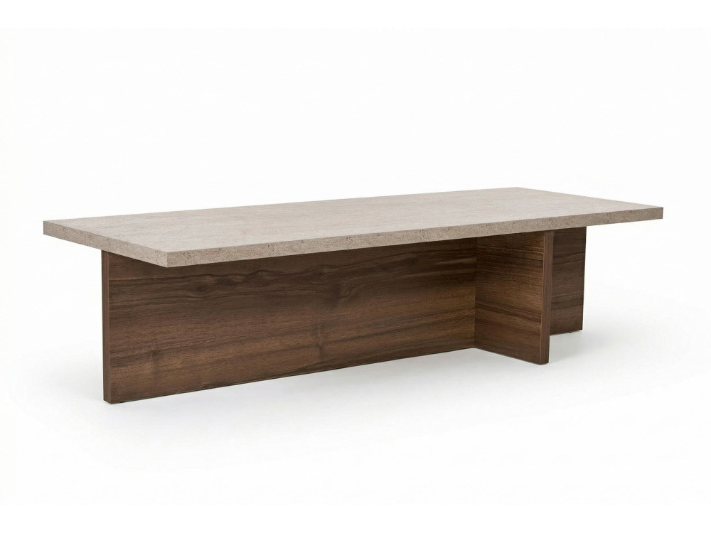 Harbor" houten salontafel - 120 x 45 x 30 cm - Travertin