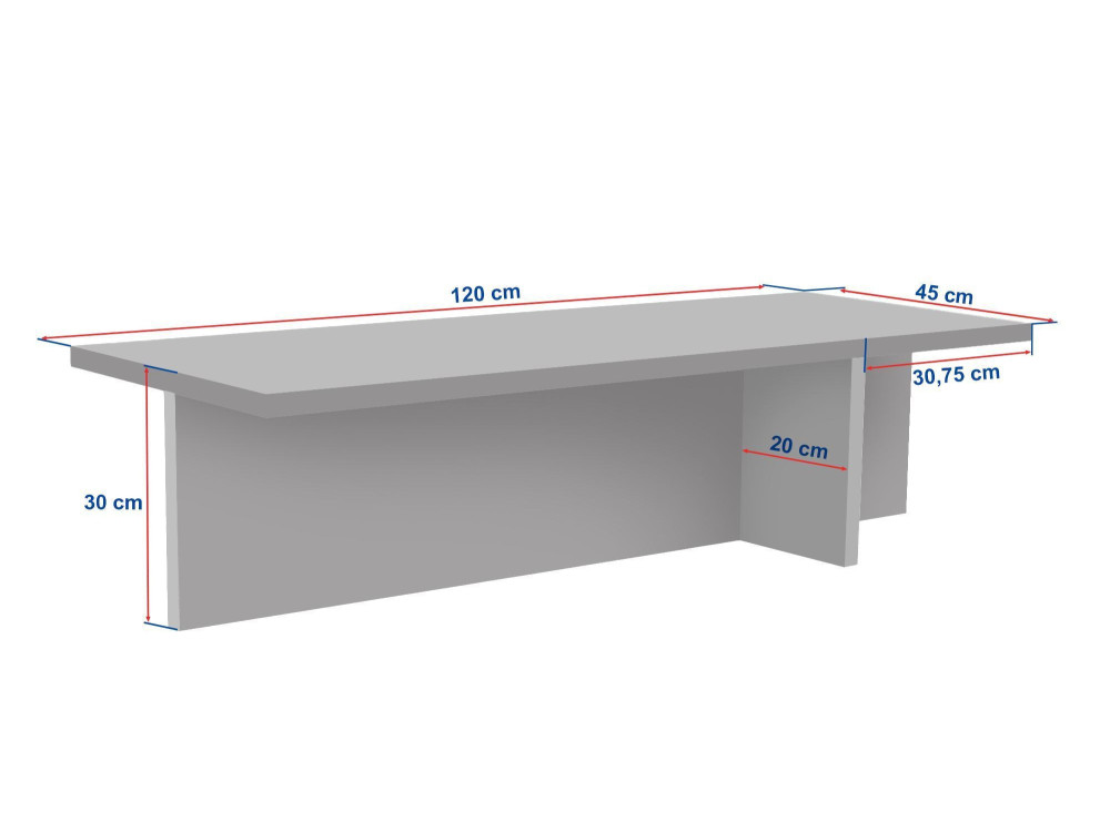 Harbor" houten salontafel - 120 x 45 x 30 cm - Travertin