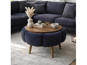 Papatya 60" houten salontafel - 60 x 60 x 44 cm - Antraciet grijs 2