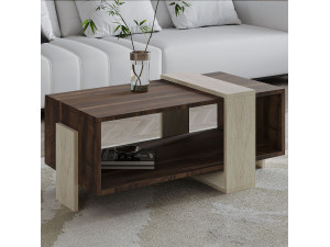 Houten salontafel "Meleni" - 90 x 49 x 40 cm - Travertin 2