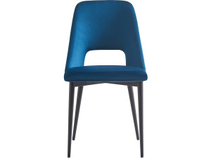 Eetkamerstoelen set 2 stuks stoelen velours fluweel "Fedora" - Blauw Donkerblauw 2