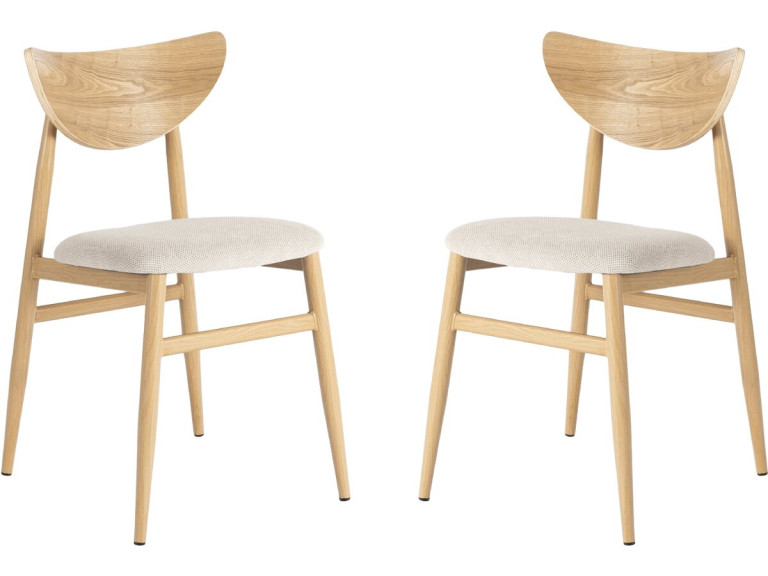 Set van 2 houten eetkamerstoelen "Lumbra" Scandinavische stijl - Beige