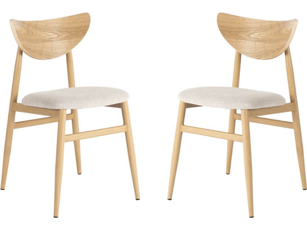 Set van 2 houten eetkamerstoelen "Lumbra" Scandinavische stijl - Beige