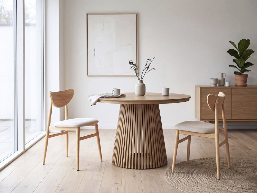 Set van 2 houten eetkamerstoelen "Lumbra" Scandinavische stijl - Beige