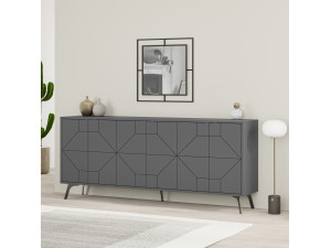 Houten buffetkast "Dune" - 183 x 35 x 77 cm - Antraciet 2